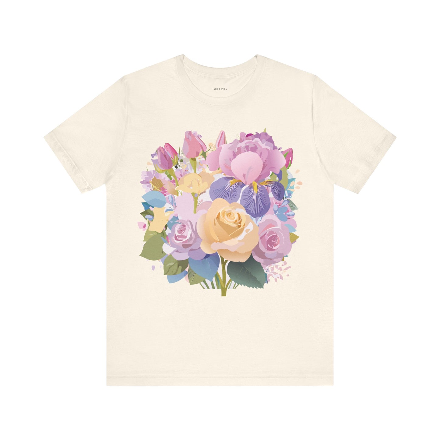 Natural Cotton Tee Shirt with Flowers