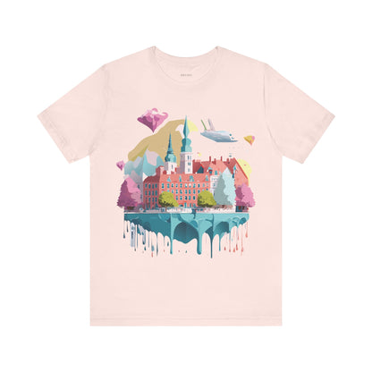 Natural Cotton Tee Shirt - Beautiful Places Collection - Warnemünde and Rostock - Germany Printify