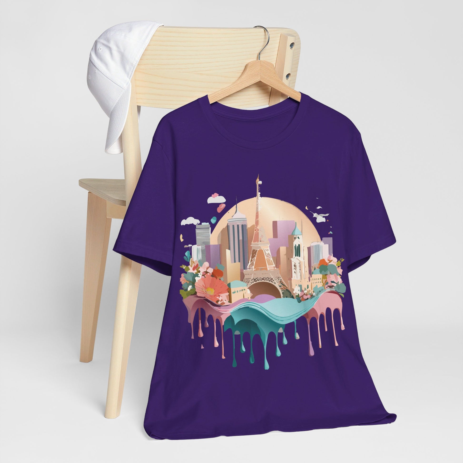 Natural Cotton Tee Shirt - Beautiful Places Collection - Paris Printify