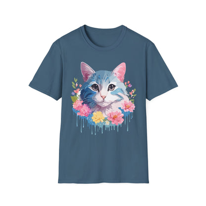 Cat Shirt Unisex Cat Tee Kitten Print Gildan Softstyle 64000