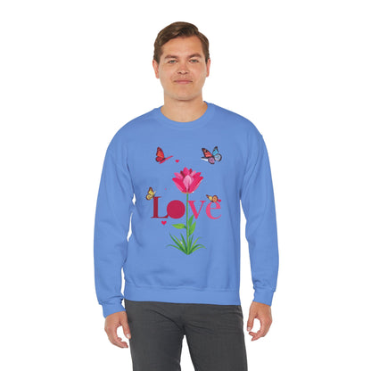Unisex Floral Love Sweatshirt Floral Butterfly Design Cotton Poly Valentines Day