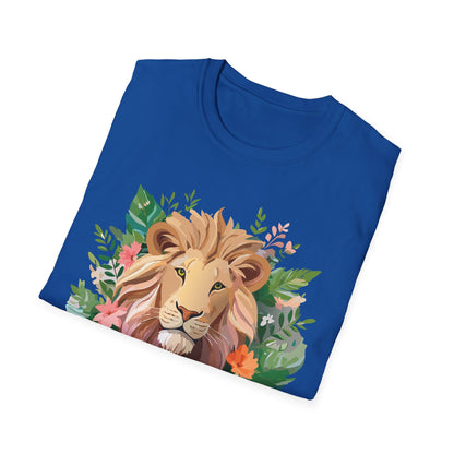 Lion Shirt Unisex Floral Lion Tee Animal Print Short Sleeve Tee