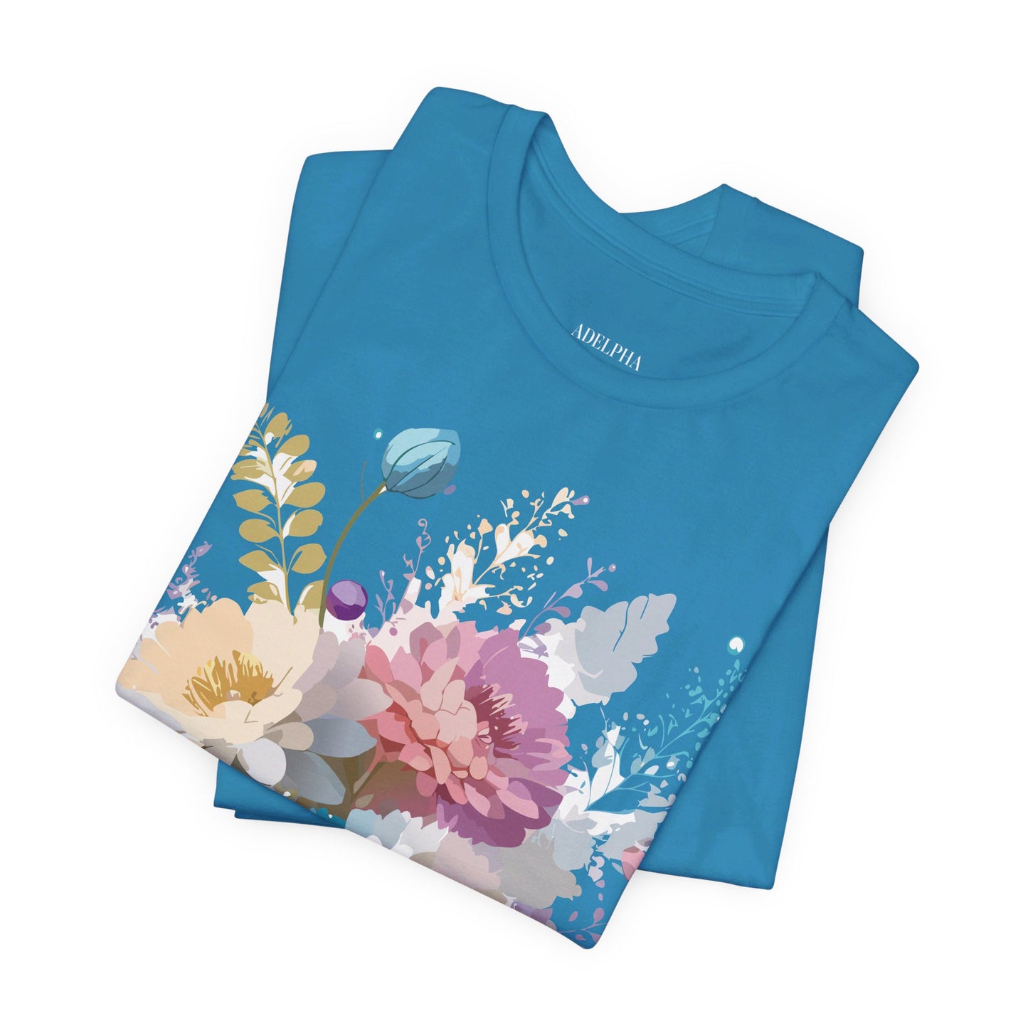 Natural Cotton Tee Shirt with Flowers