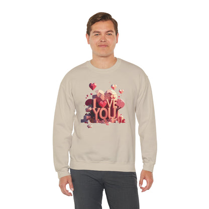 Unisex Heart Love Sweatshirt Floral Valentines Day Cotton Poly Fifty Fifty Blend