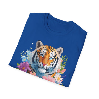 Tiger Print Unisex Softstyle T Shirt 100 Percent Ring Spun Cotton Tee