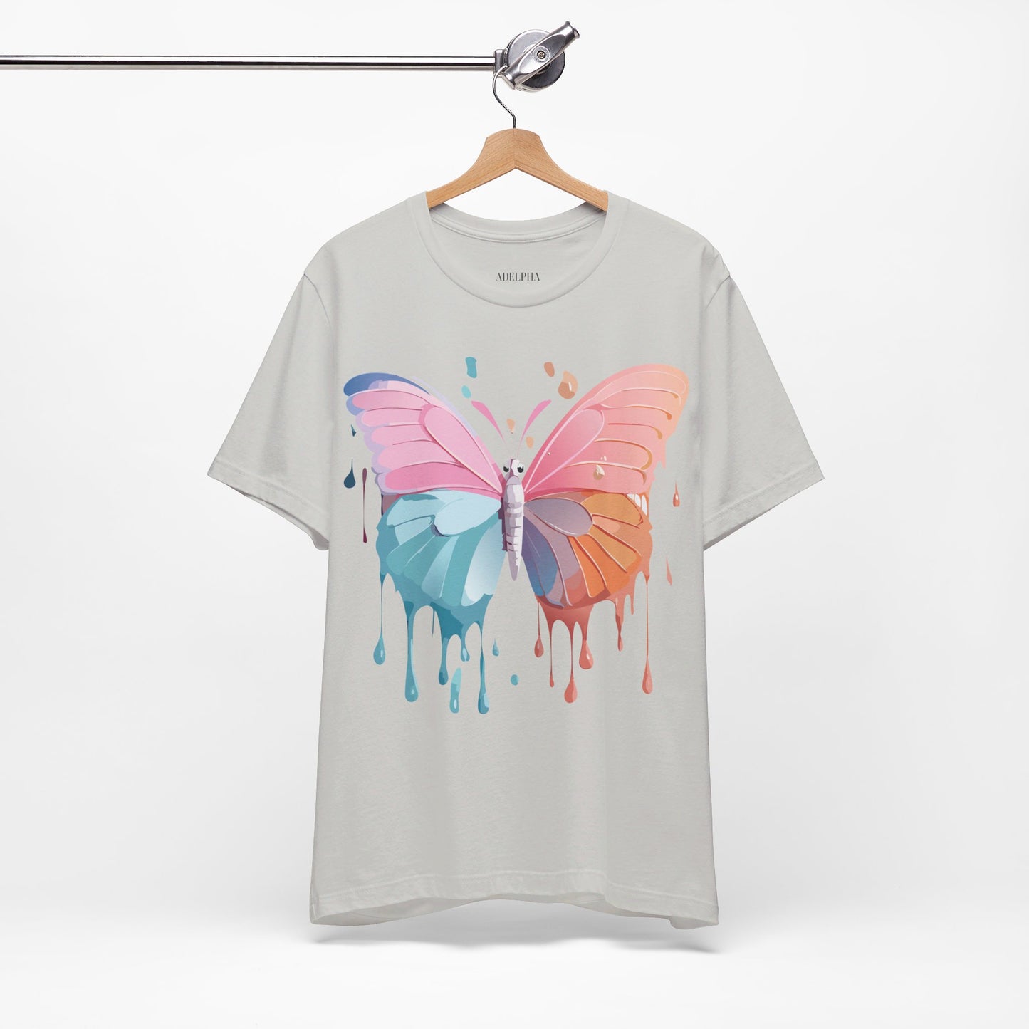 Natural Cotton Tee Shirt with Butterfly