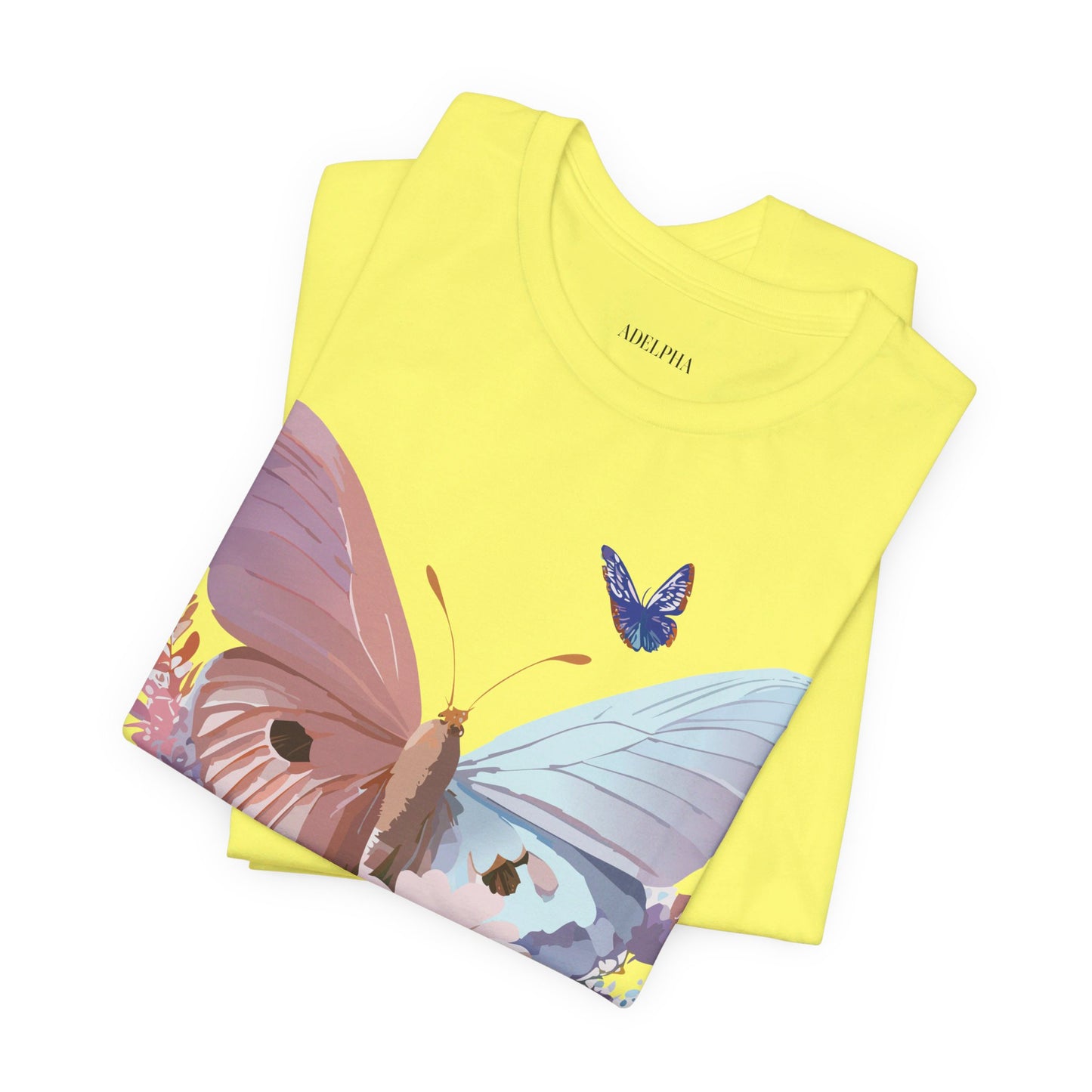 Natural Cotton Tee Shirt with Butterfly