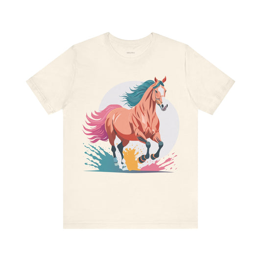 Natural Cotton Tee Shirt with Horse