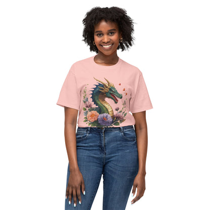 Dragon Art Design Shirt Unisex Cotton T Shirt Floral Print Tee