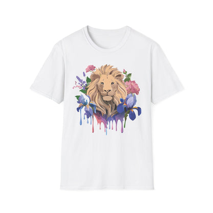 Unisex Softstyle Lion Shirt Floral Lion Tee Animal Print Graphic Tee