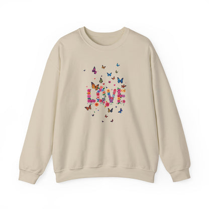 Unisex Floral Love Butterfly Sweatshirt 50 50 Cotton Poly Valentines Day