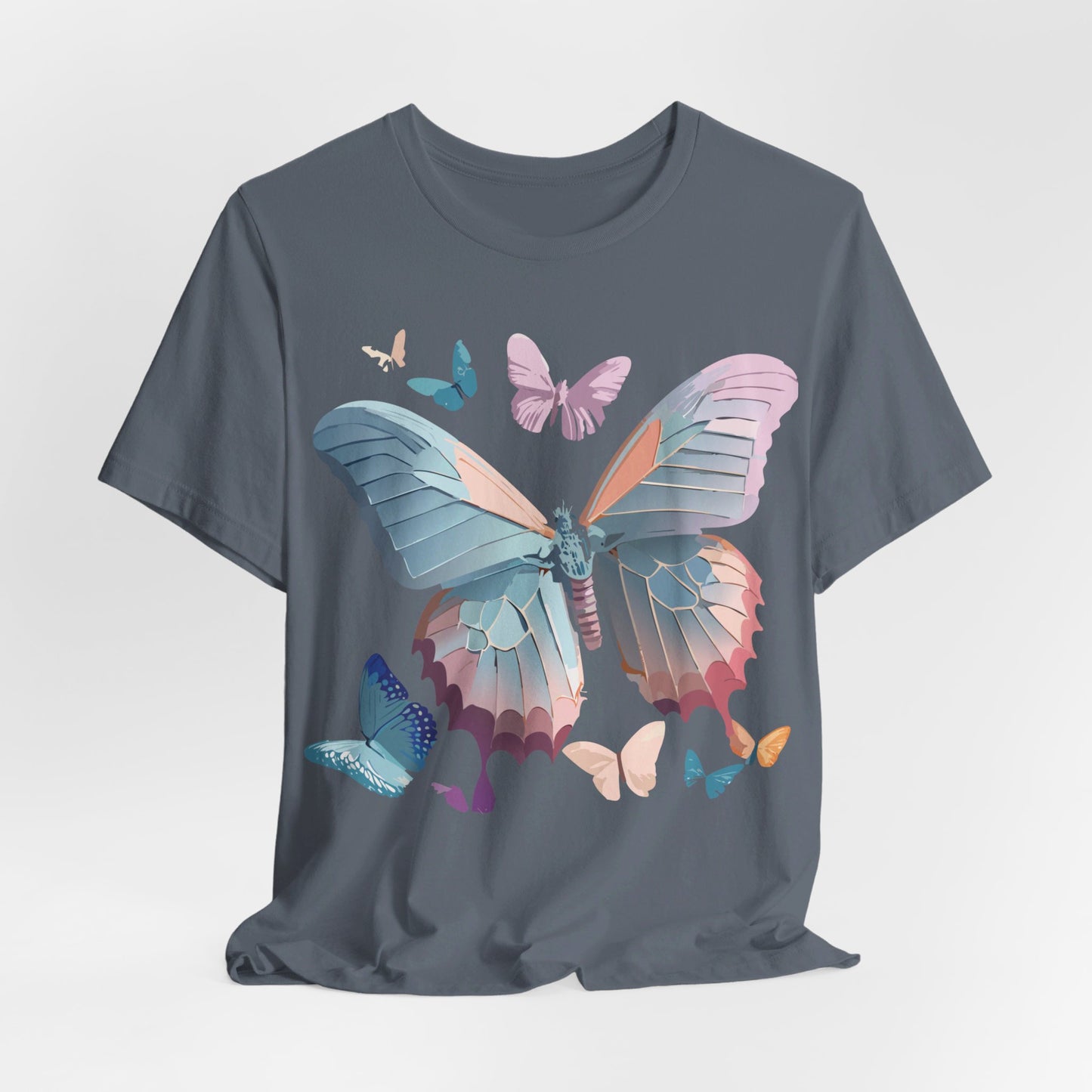 Natural Cotton Tee Shirt with Butterfly