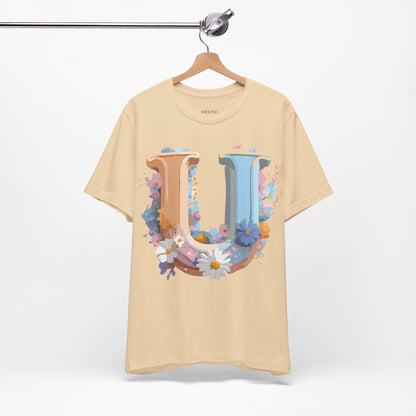 Natural Cotton Tee Shirt - Letters Collection - U Printify