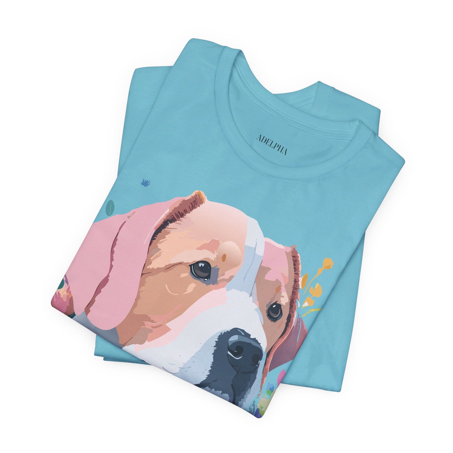 Natural Cotton Tee Shirt with Dog