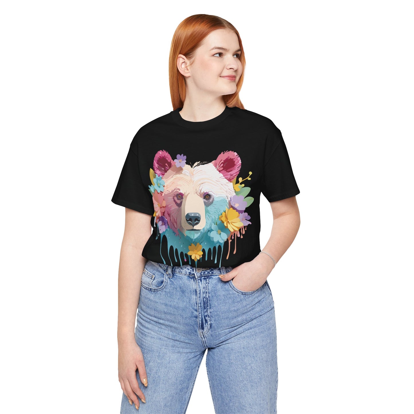 Natural Cotton Tee Shirt with Bear