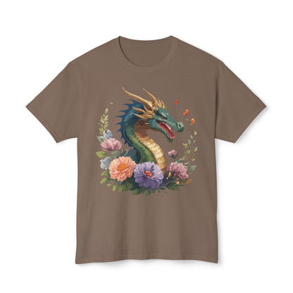 Dragon Art Design Shirt Unisex Cotton T Shirt Floral Print Tee