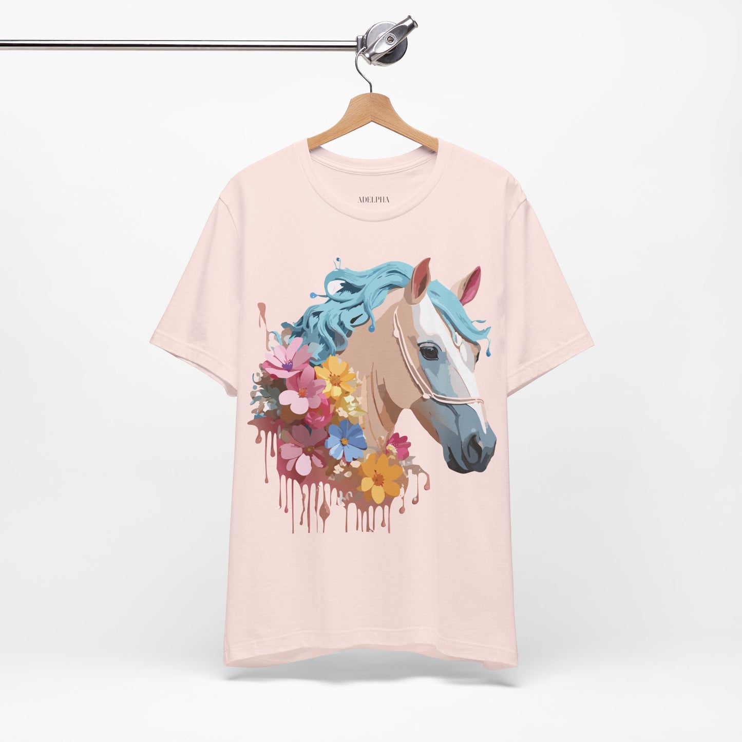 Natural Cotton Tee Shirt with Horse