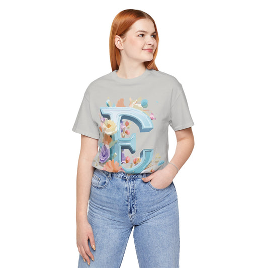 Natural Cotton Tee Shirt - Letters Collection - E Printify