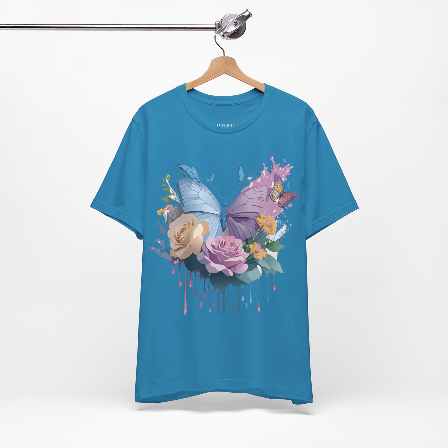 Natural Cotton Tee Shirt with Butterfly