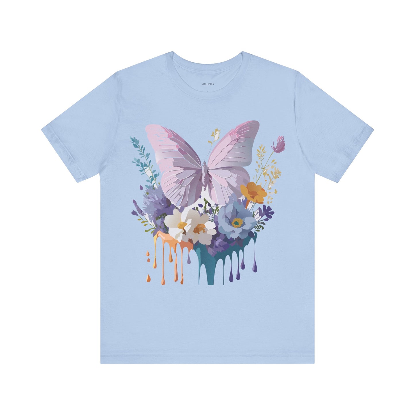 Natural Cotton Tee Shirt with Butterfly