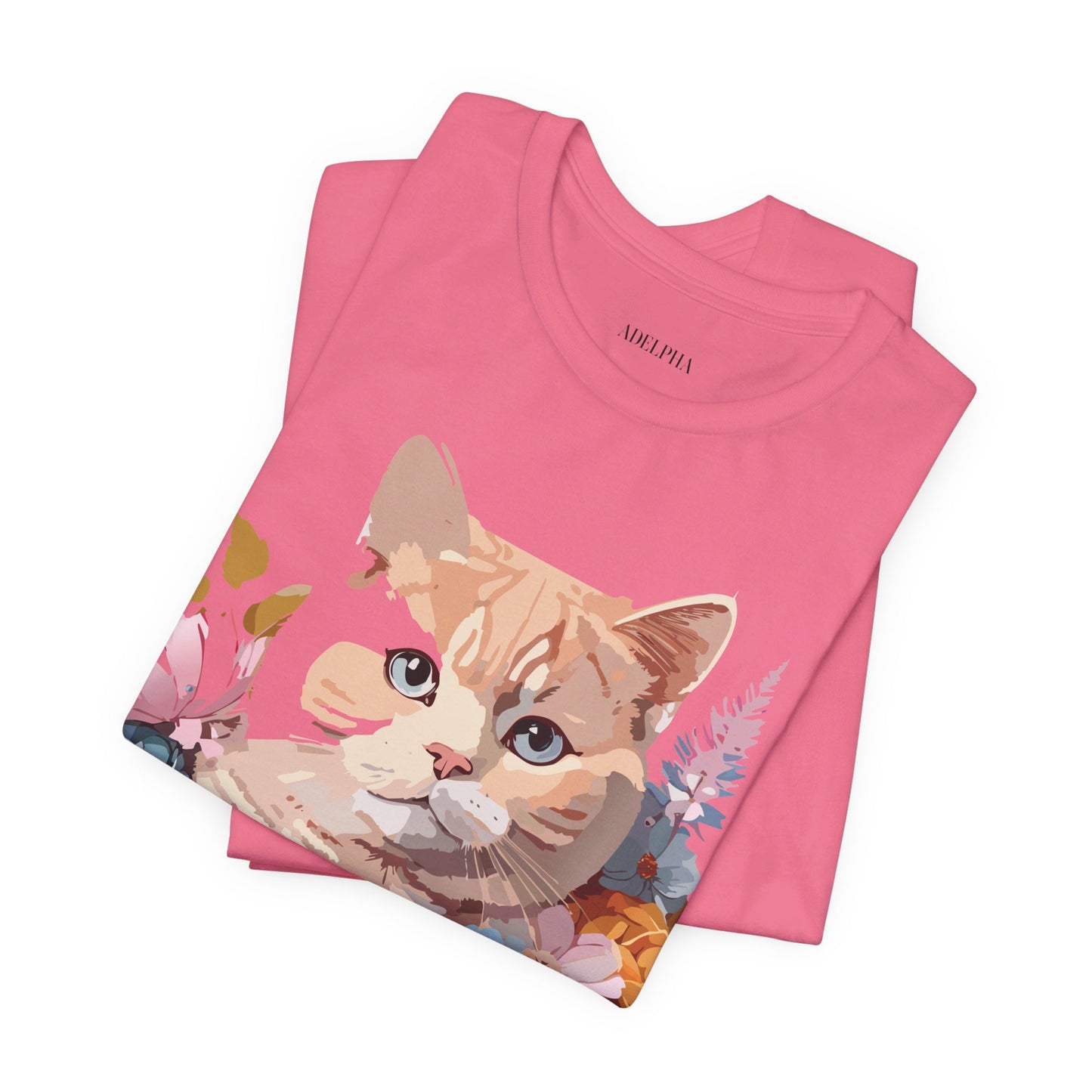 Natural Cotton Tee Shirt with Cat