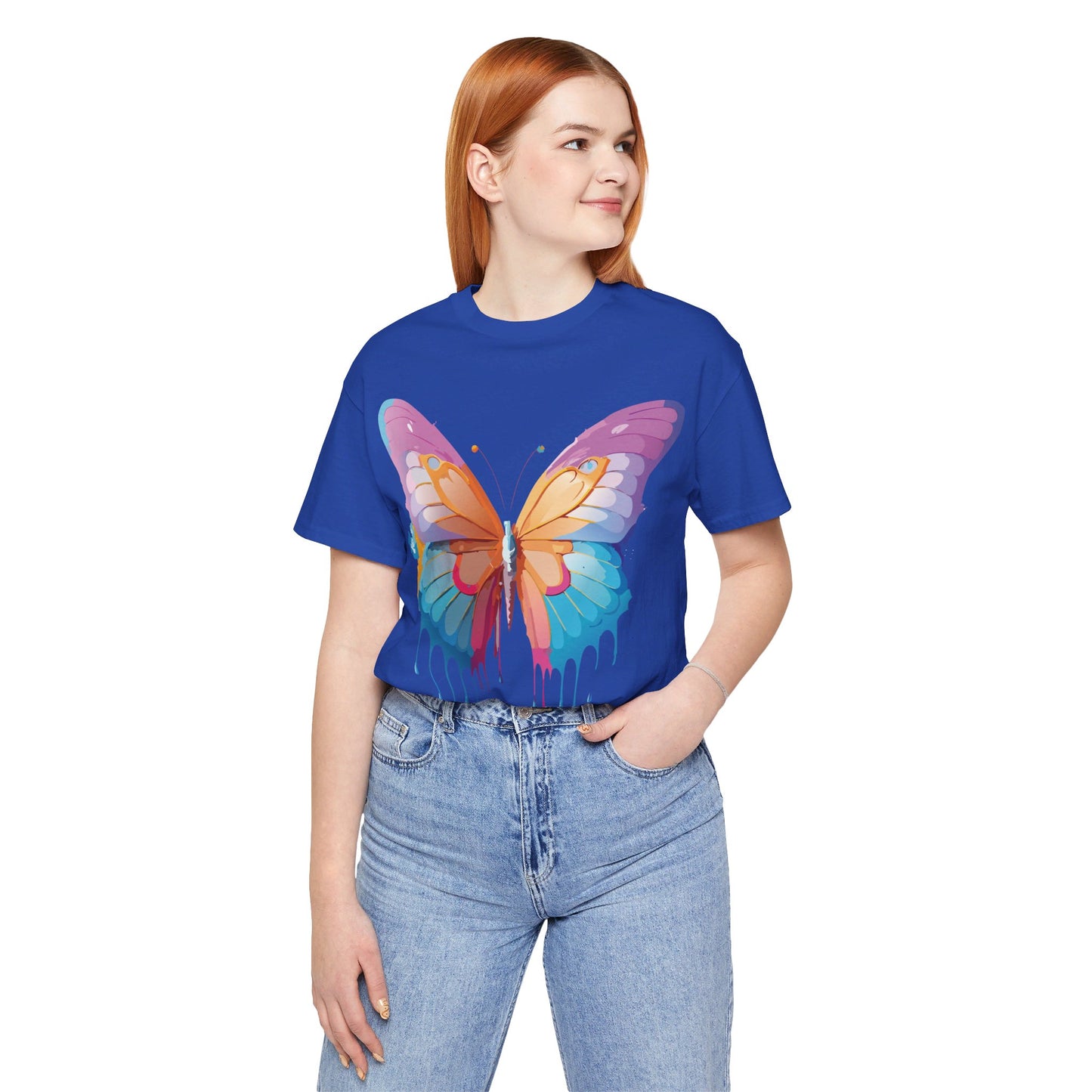 Natural Cotton Tee Shirt with Butterfly