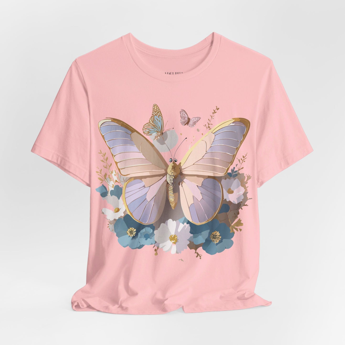 Natural Cotton Tee Shirt with Butterfly