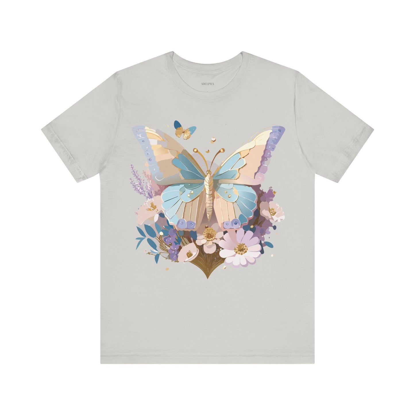 Natural Cotton Tee Shirt with Butterfly