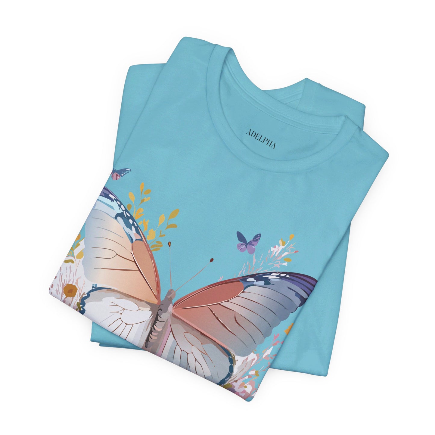 Natural Cotton Tee Shirt with Butterfly