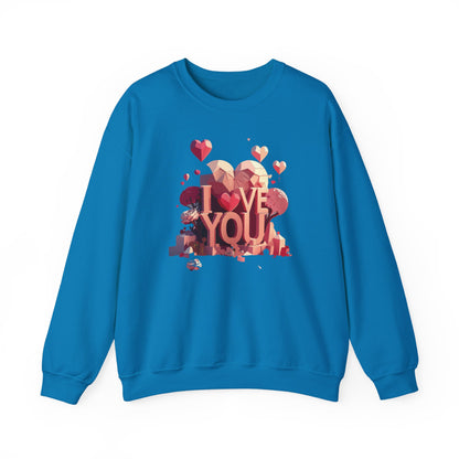 Unisex Heart Love Sweatshirt Floral Valentines Day Cotton Poly Fifty Fifty Blend