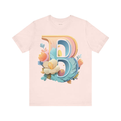 Natural Cotton Tee Shirt - Letters Collection - B Printify