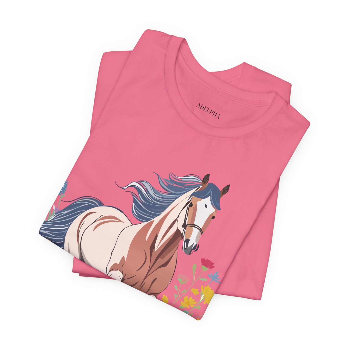 Natural Cotton Tee Shirt with Horse