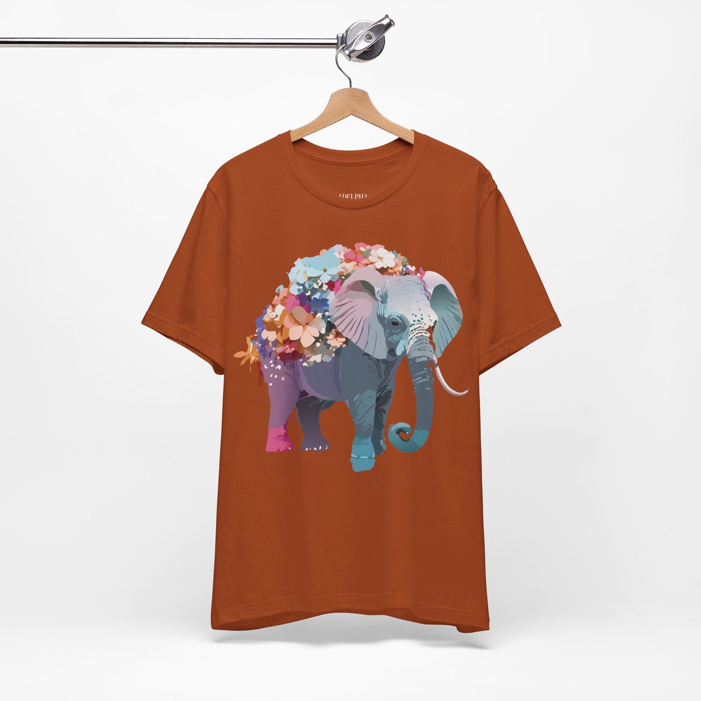 T-shirt en coton naturel avec motif éléphant