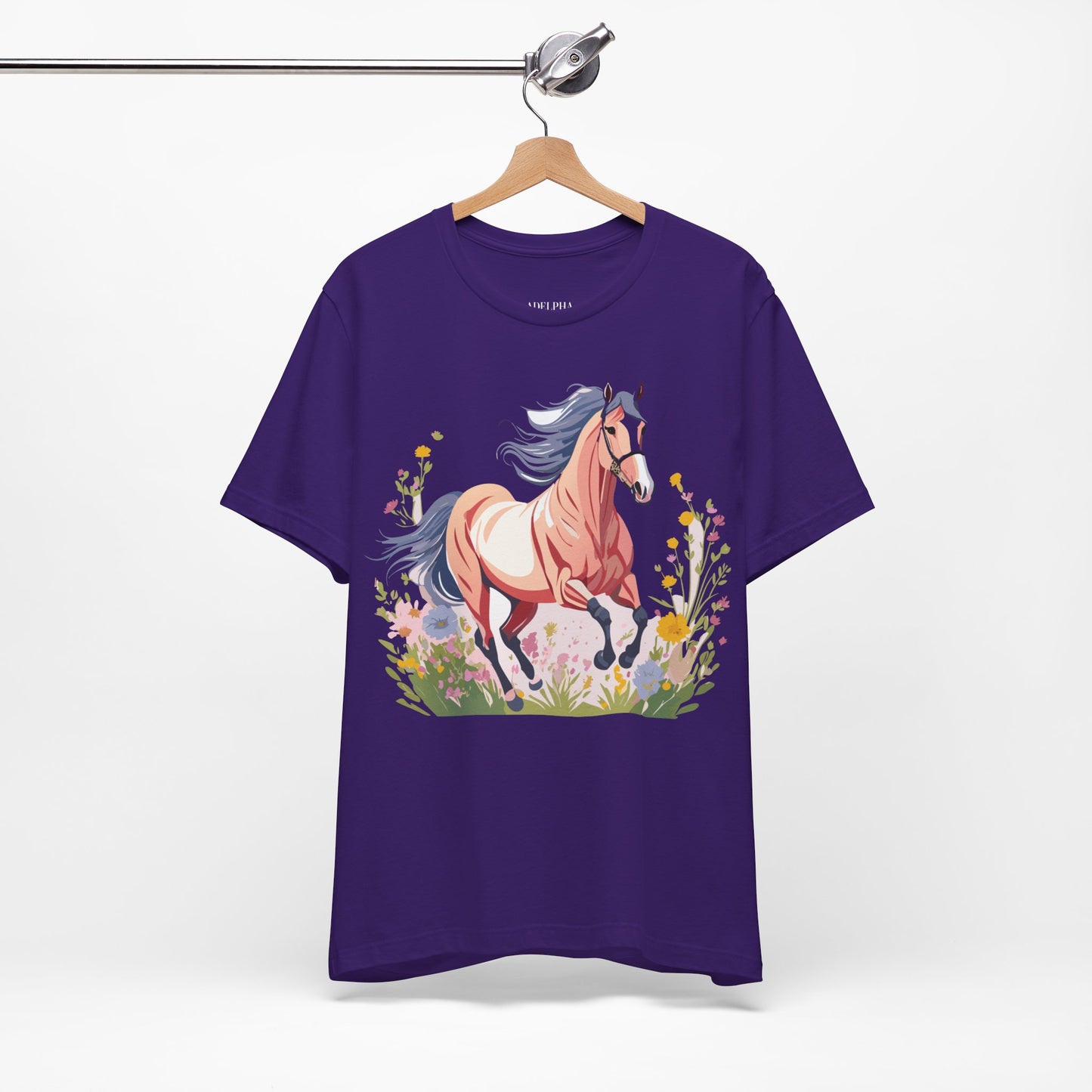 Natural Cotton Tee Shirt with Horse