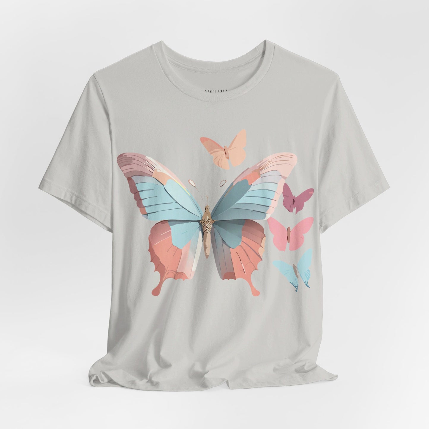 Natural Cotton Tee Shirt with Butterfly