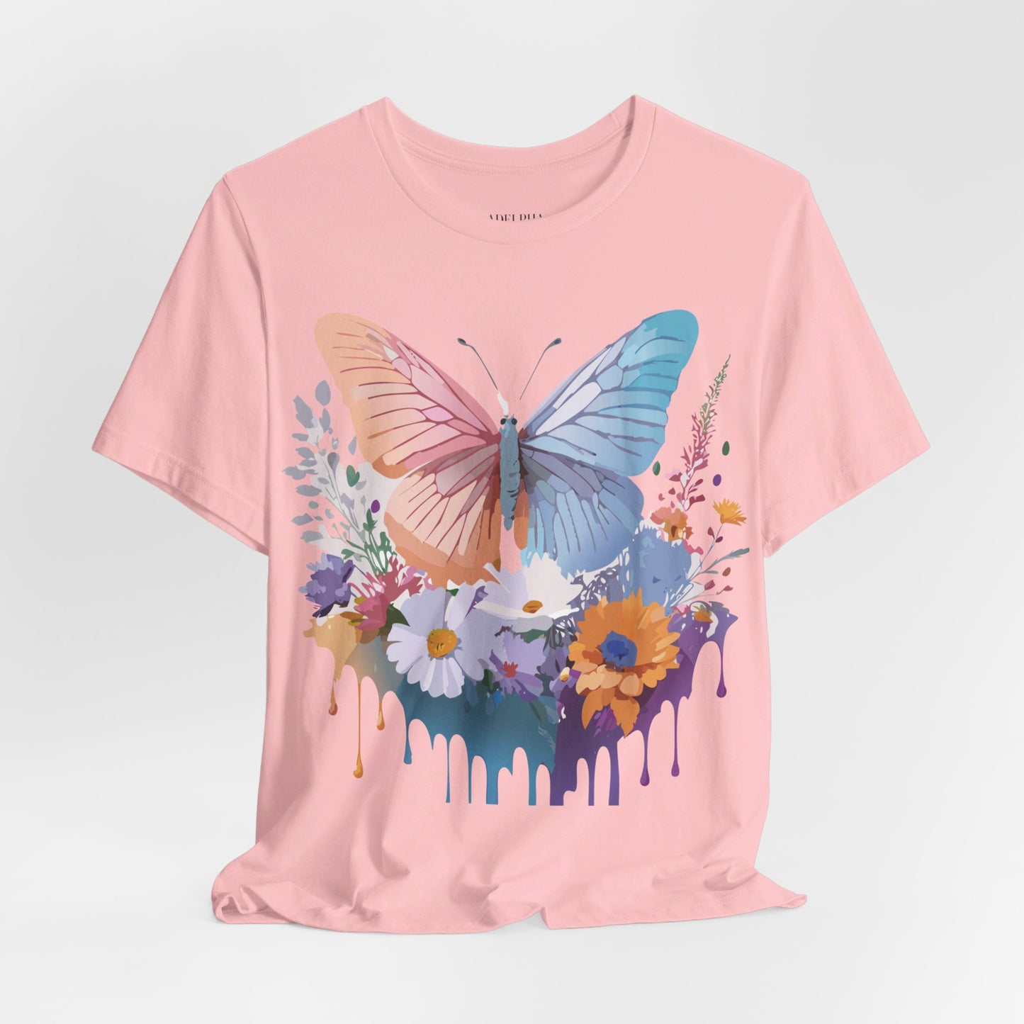 Natural Cotton Tee Shirt with Butterfly