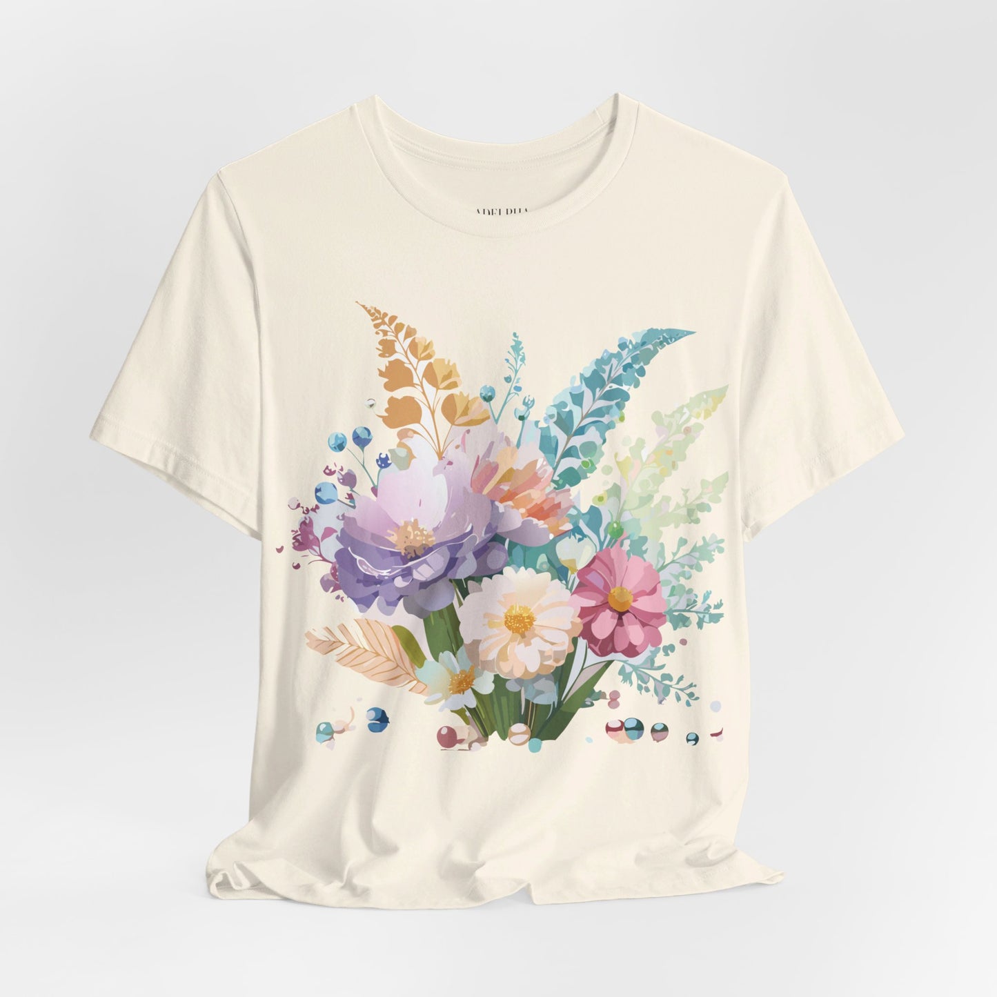 T-Shirt aus natürlicher Baumwolle mit Blumen