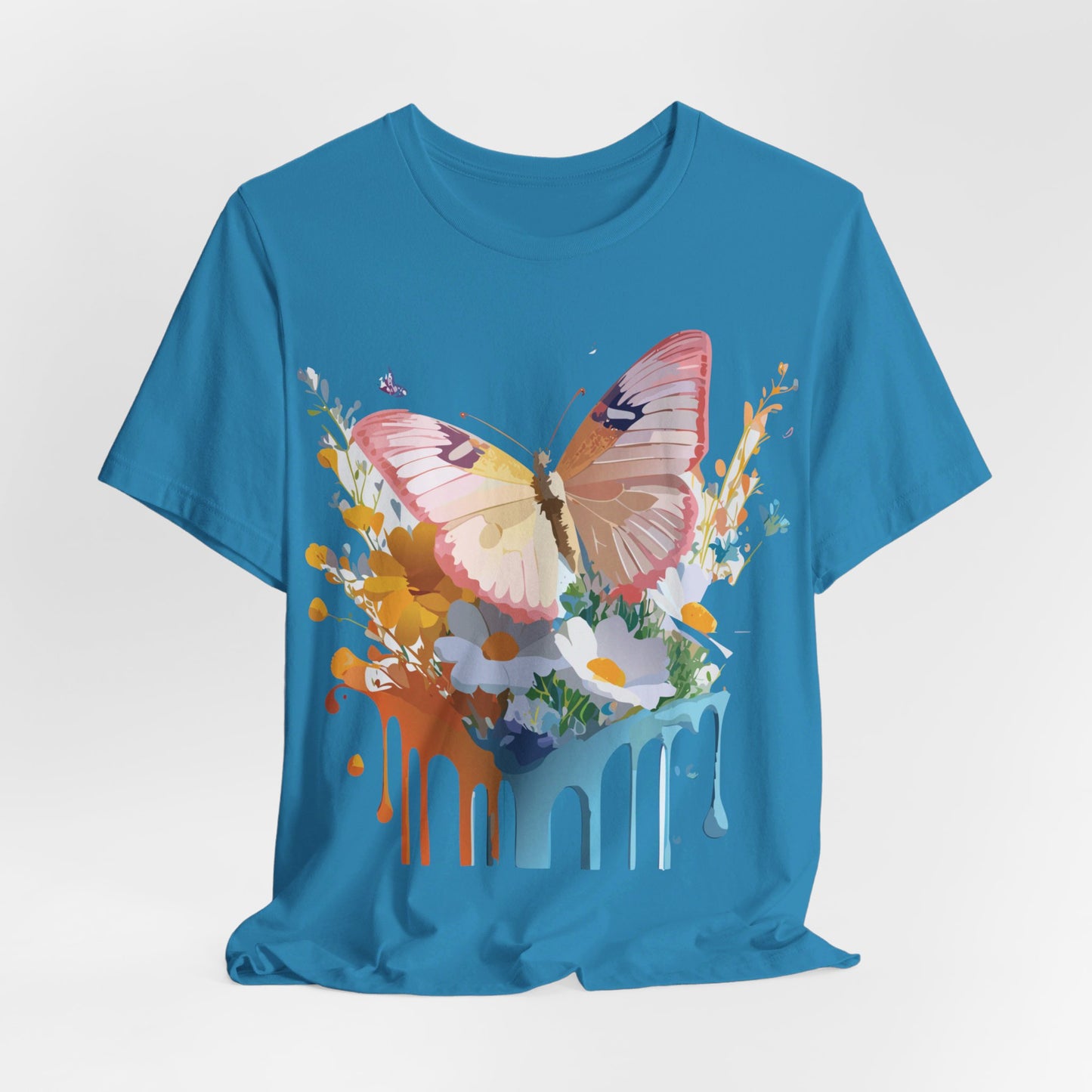 Natural Cotton Tee Shirt with Butterfly