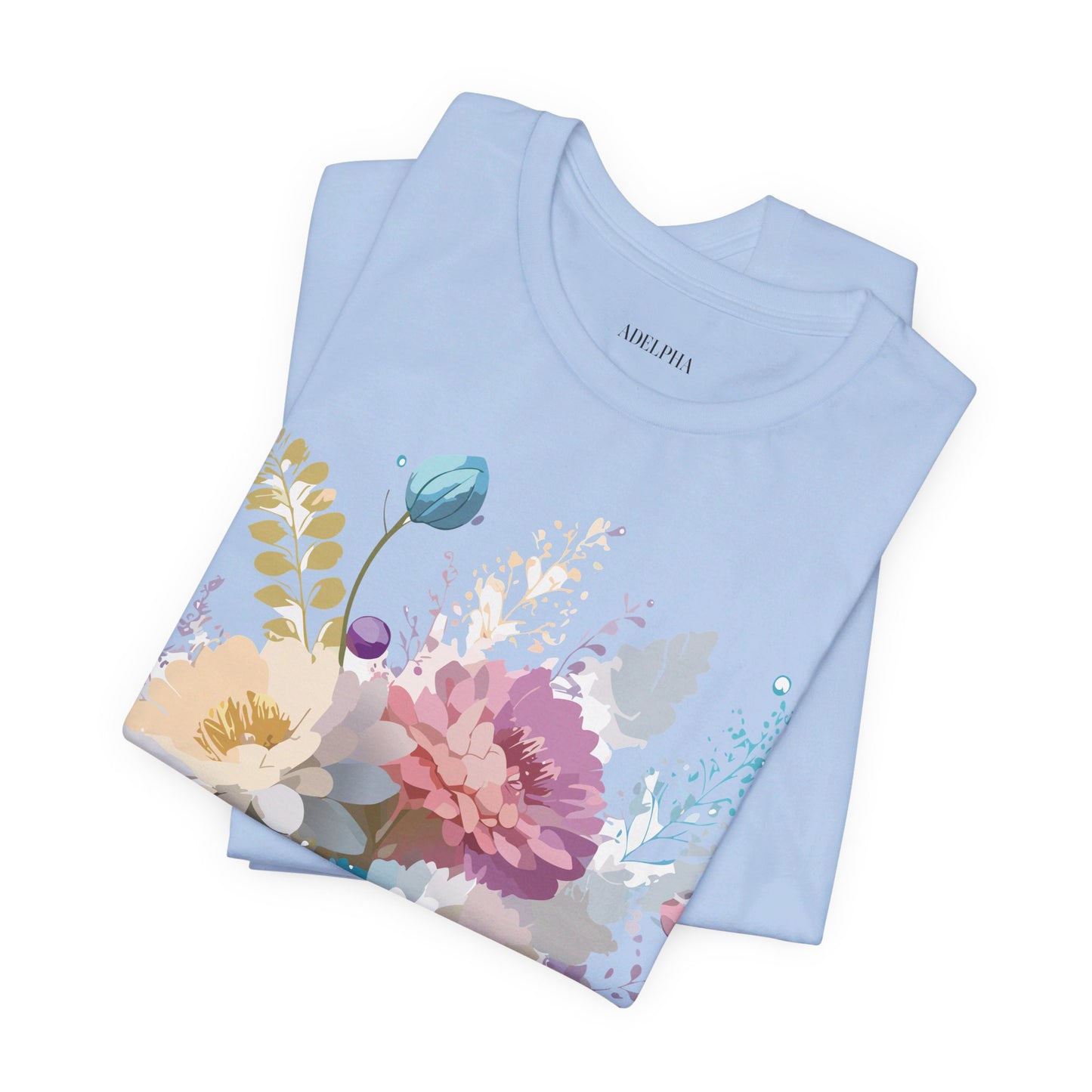 Natural Cotton Tee Shirt with Flowers