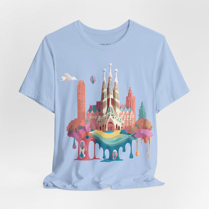 Natural Cotton Tee Shirt - Beautiful Places Collection - Barcelona Printify