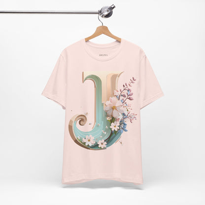 Natural Cotton Tee Shirt - Letters Collection - J Printify