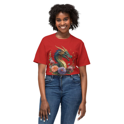Dragon Art Design Shirt Unisex Cotton T Shirt Floral Print Tee