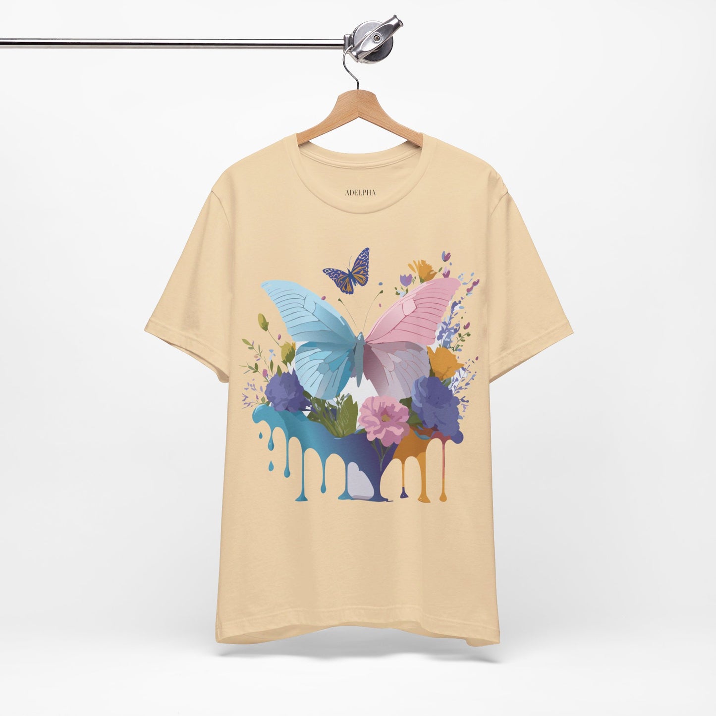 Natural Cotton Tee Shirt with Butterfly