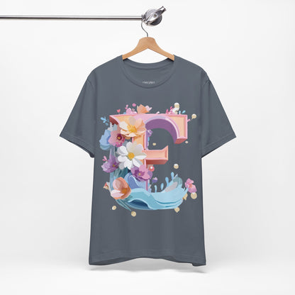 Natural Cotton Tee Shirt - Letters Collection - E Printify
