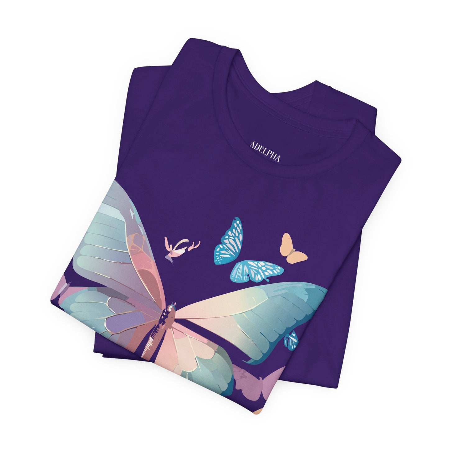 Natural Cotton Tee Shirt with Butterfly