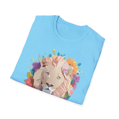 Unisex Lion Shirt Floral Lion Tee Softstyle Gildan 64000 100 Percent Cotton