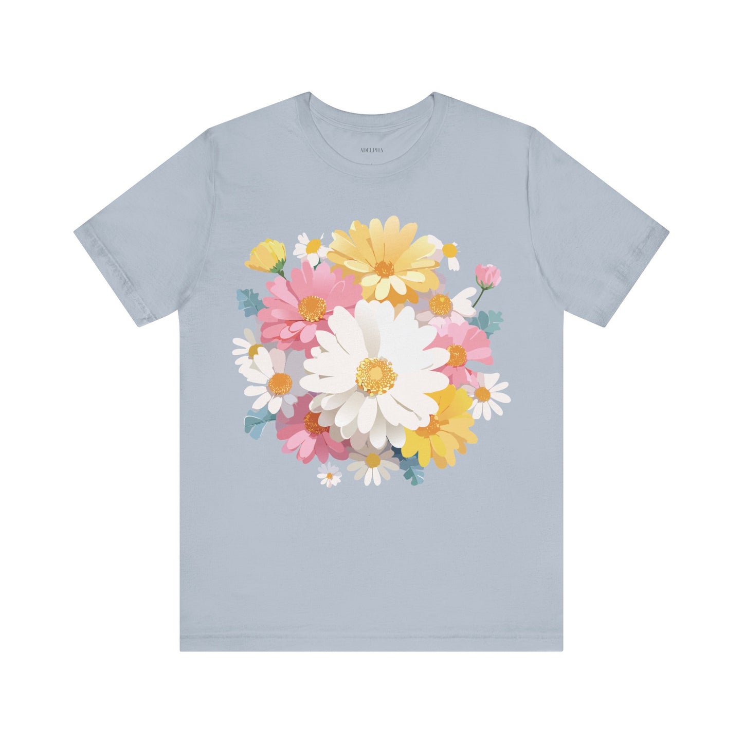 Natural Cotton Tee Shirt with Flowers