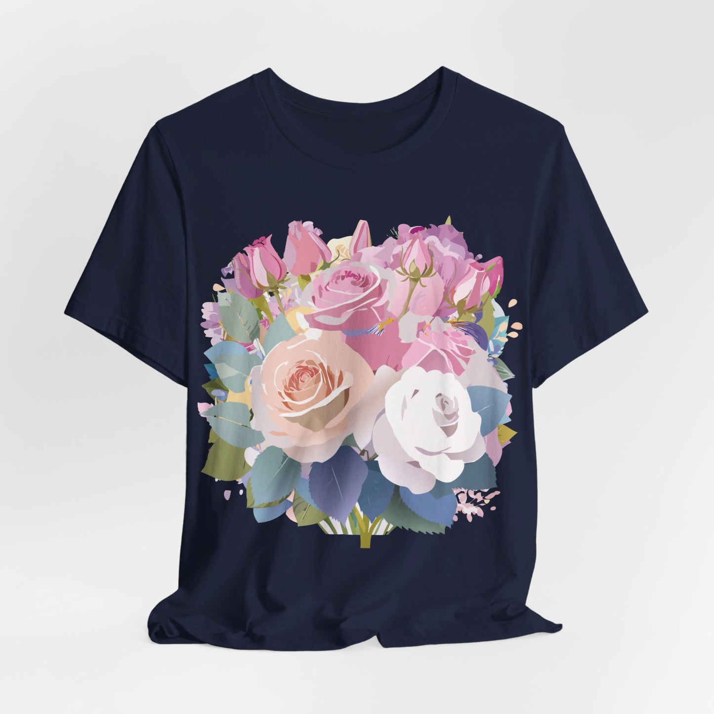 Natural Cotton Tee Shirt with Flowers