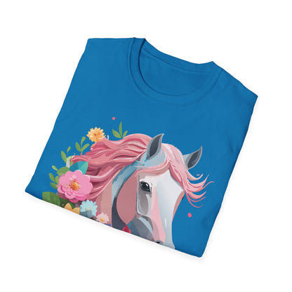 Unisex Horse Shirt Softstyle Cotton Tee With Animal Print Design