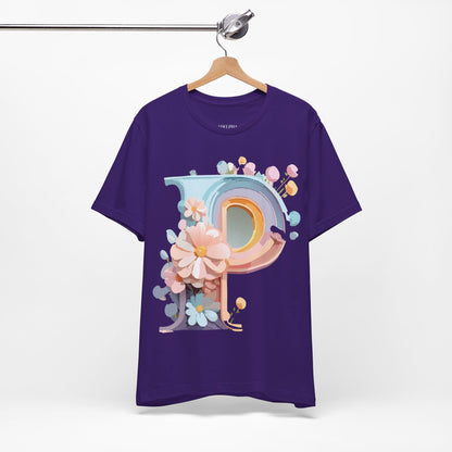 Natural Cotton Tee Shirt - Letters Collection - P Printify